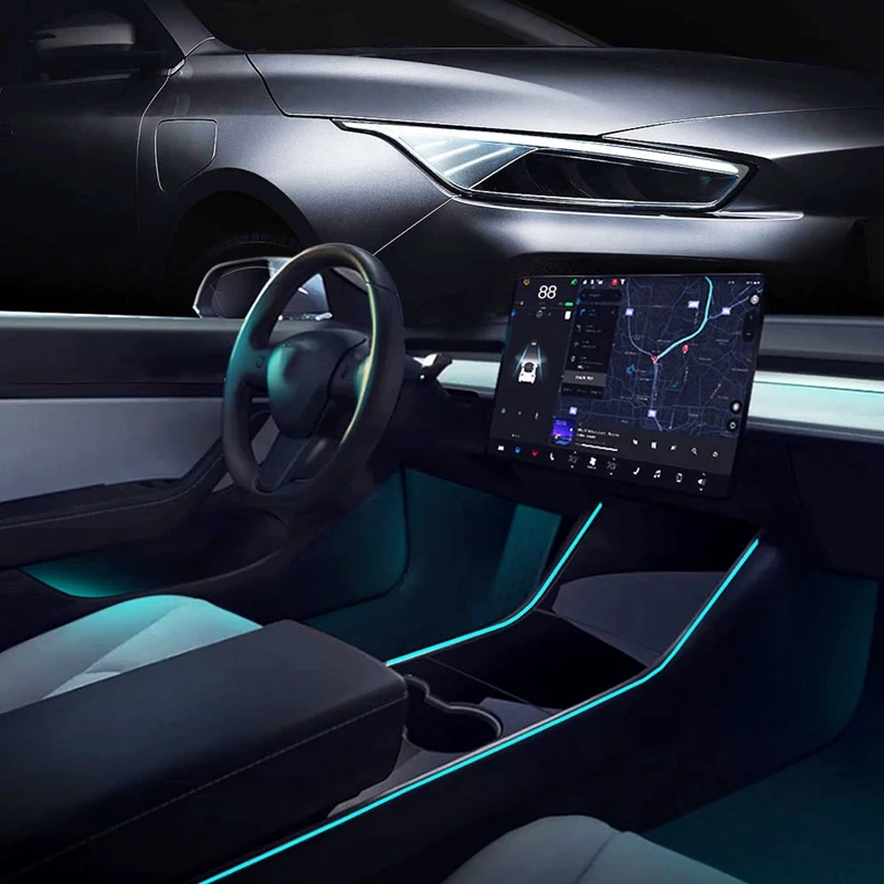 

for Tesla Model 3 Model Y Neon Light Tubes RGB Interior LED Strip Lights with App Controller