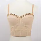 Ins, с металлической цепочкой, с отделкой бисером культур топы бюстгальтер Бальные сценический костюм вечерние Клубные пуш-ап бюстье кроп-топы корсет, Бралетт Топы F1942