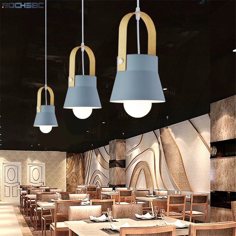 

BOCHSBC Nordic Modern Brief Macaroon Style Pendant Lamp Clothing Shop Dinning Room Hanging Light Fixture Bar Counter Lighting