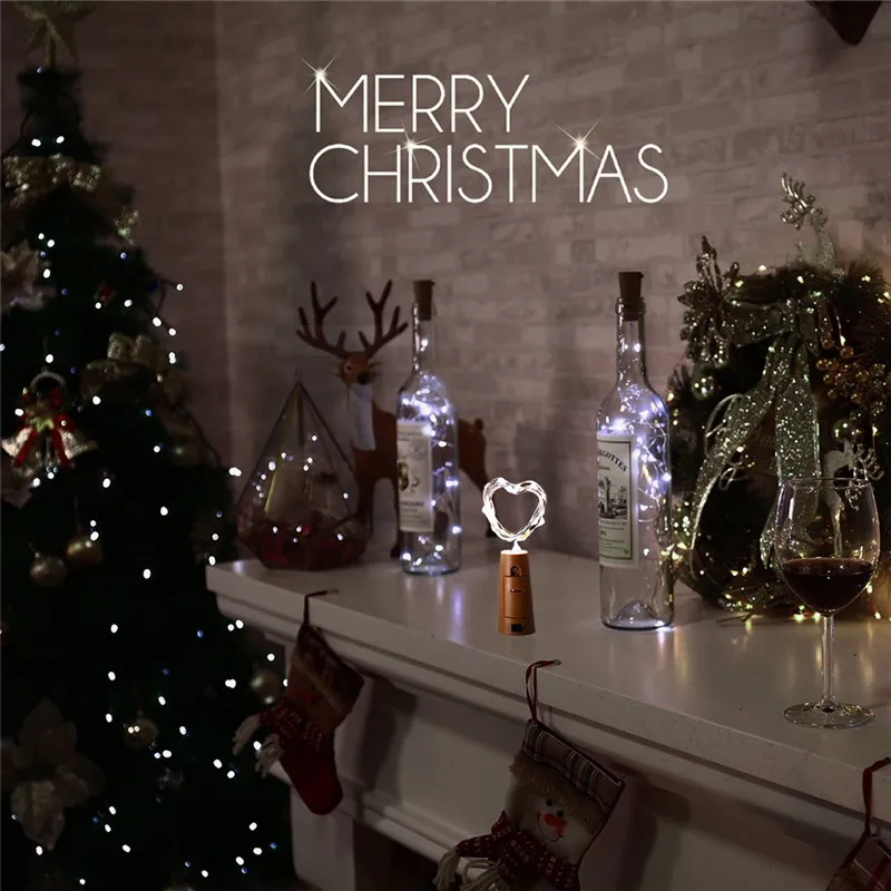 Рождественская пробковая Гирлянда для бутылки вина 20 светодиодов