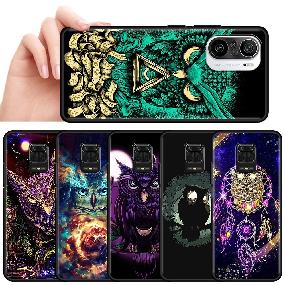 

Animal Bird Owl Night Mobile Phone Case For Xiaomi Redmi Note 9S 9 4G 8 Pro 7 8T 8 10 9A 7A K40 8A 6A 9T K30 Pro Back Cover