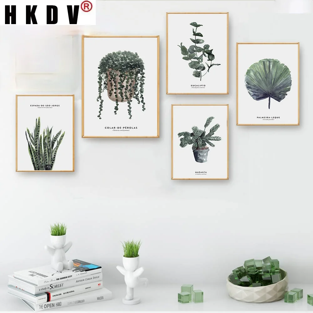 

HKDV Tropical Watercolor Plants Leaves Canvas Painting Wall Art Painting Print Poster Picture Living Room Home Decoration