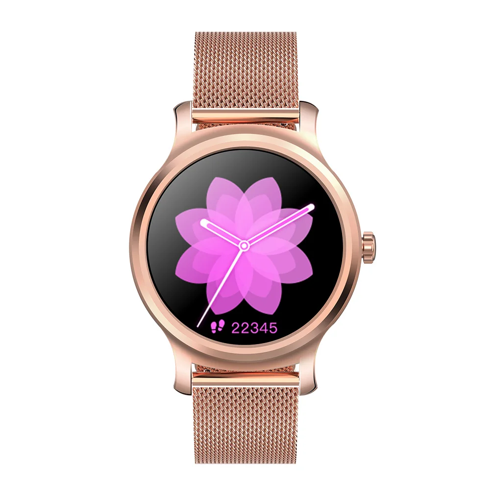 Gold steel strap RUNDOING R2 1,3 дюймов Смарт-часы Bluetooth Вызов полный сенсорный экран дистанционное управление пульсометр фитнес-трекер запись для мужчин и женщин - Цвет: Gold steel strap