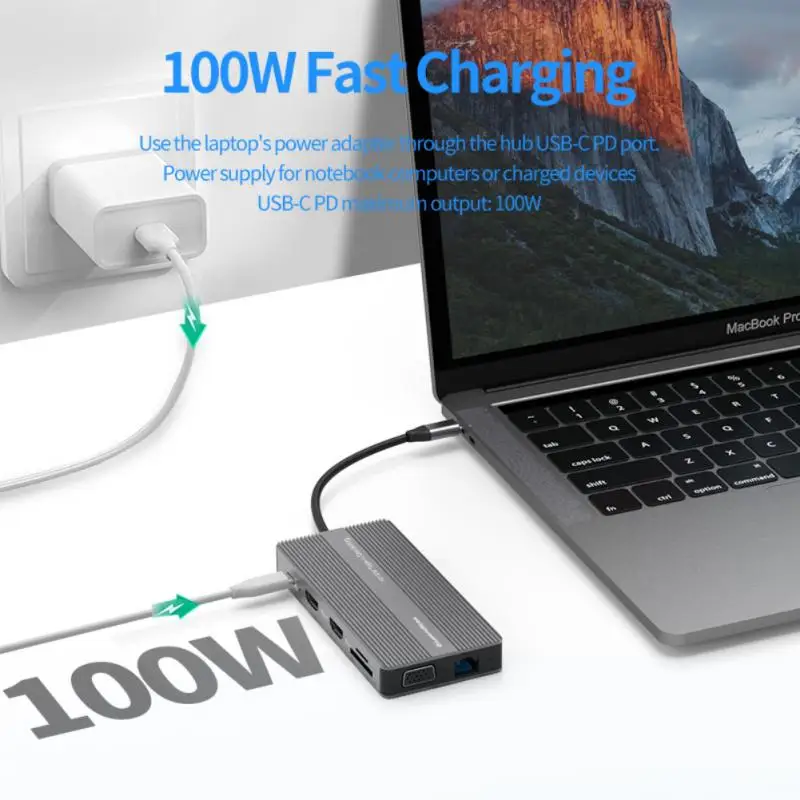 

USB-концентратор Type-C совместимый с RJ45, 100 Вт, USB 3,0