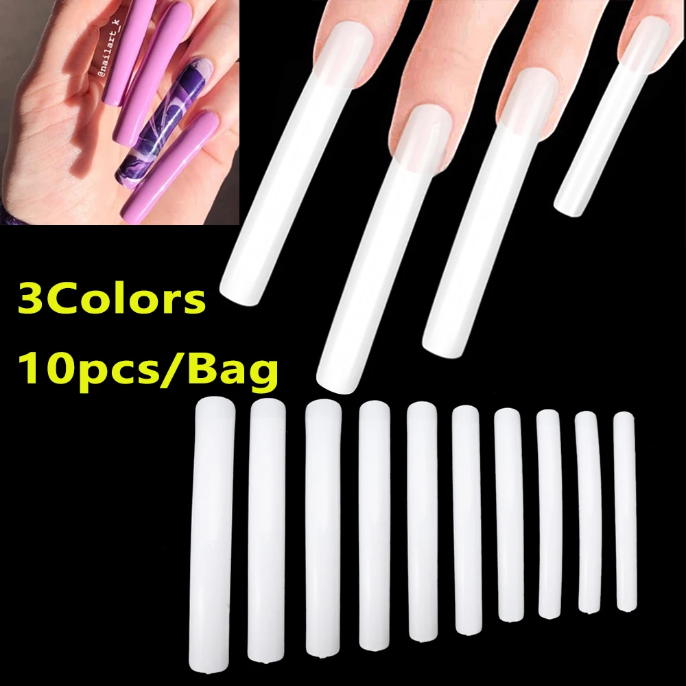 10 шт./упак. удлиненные ногтей маникюр накладные ногти советы белый натуральный