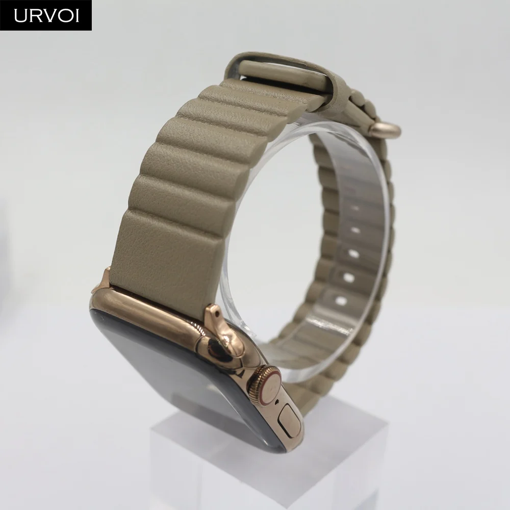 Ремешок URVOI из ПУ кожи для Apple Watch 6 SE 5 4 3 2 1 удобный браслет с классической пряжкой