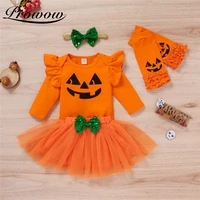prowow pumpkin grimace baby halloween costume 4 pcs newborn bobysuitdress set festival party baby girls clothes infant outfits