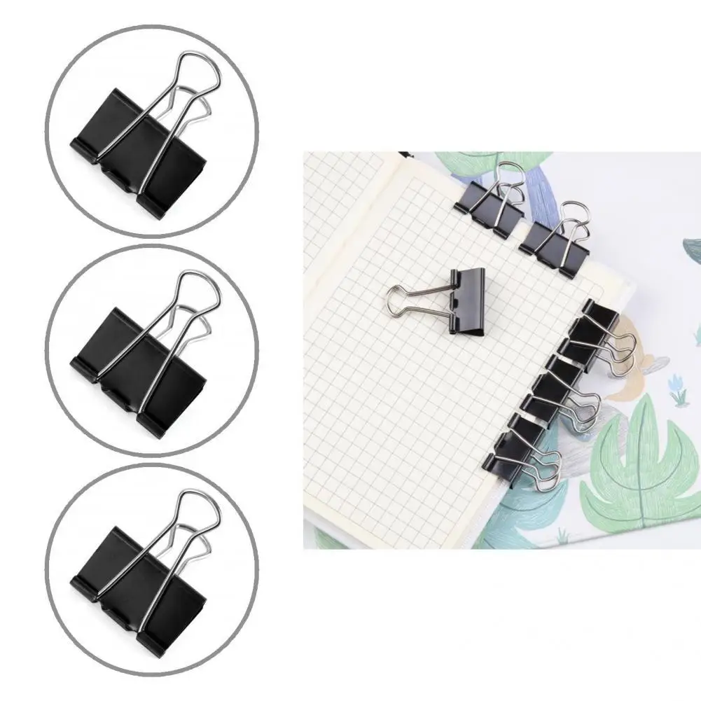 

Black 12/24/48/40/60Pcs Multiple Compact Binder Clips Fine Workmanship Fold-back Clips Paint Plating Surface for Students