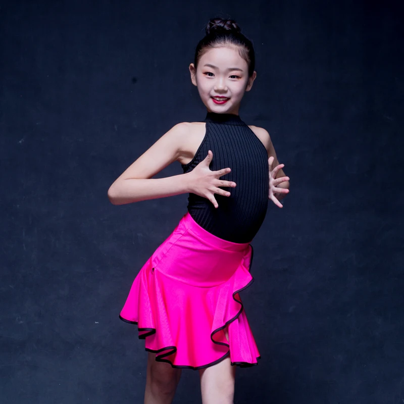 Новинка костюмы для латиноамериканских танцев детские платья конкурсов черные