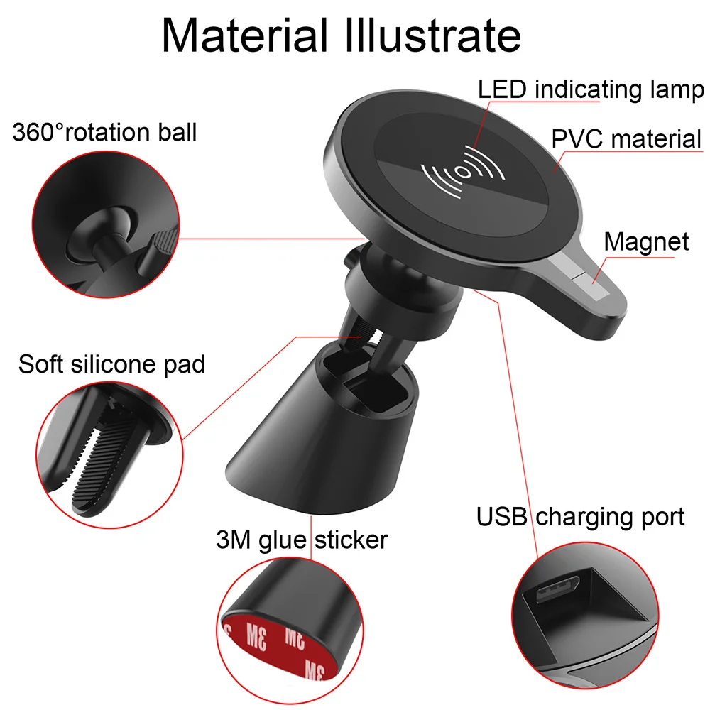 

Magnetic Wireless Charger Car Phone Holder For Magsafe iPhone 12 Pro Max 15W Qi Fast Wireless Charging Magsafing Charger Holder