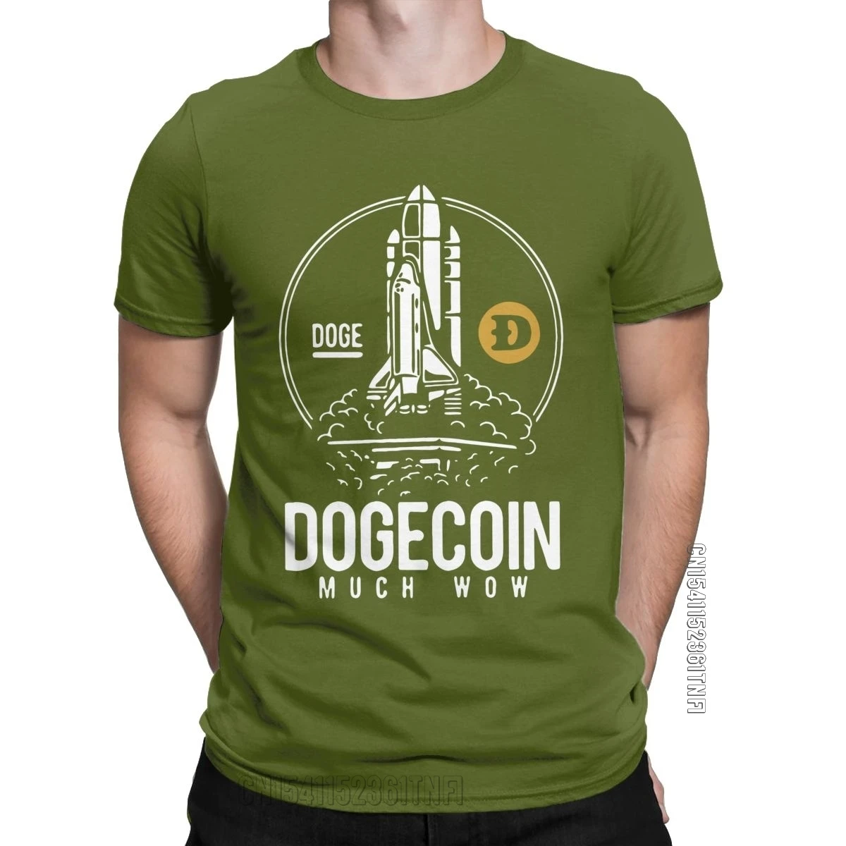 Мужские футболки Dogecoin Rocket To The Moon забавная футболка из чистого хлопка