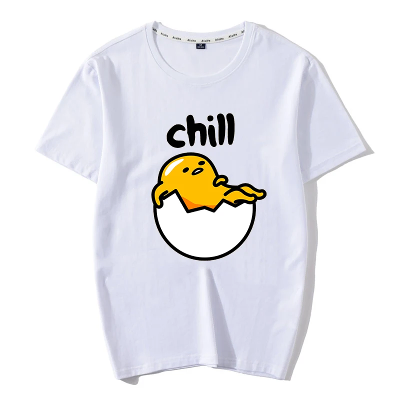 Новая футболка для женщин Kawaii Мультфильм Gudetama печати Топы Harajuku Лето короткий