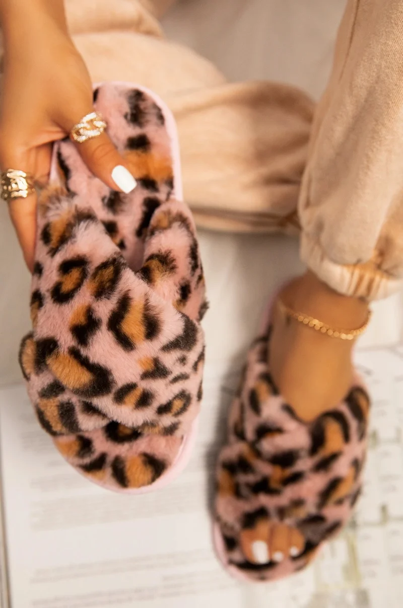 

House Women Fur Slippers Indoor Leopard Print Furry Slides Fluffy Soft Plush Flats Non Slippers Home Casual Shoes Ladies Female