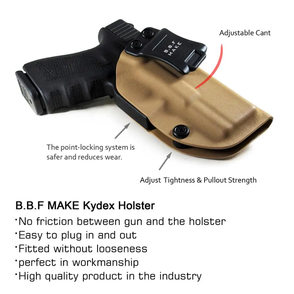 BBF Make IWB Тактический KYDEX пистолет кобура Glock 19 17 25 26 27 28 43 22 23 31 32 Внутри Скрытого Ношения кейс для пистолета аксессуары
