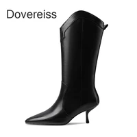dovereiss 2022 fashion womens shoes winter clear heels boots white brown half boots clear heels stilettos heels new40 41 42 43