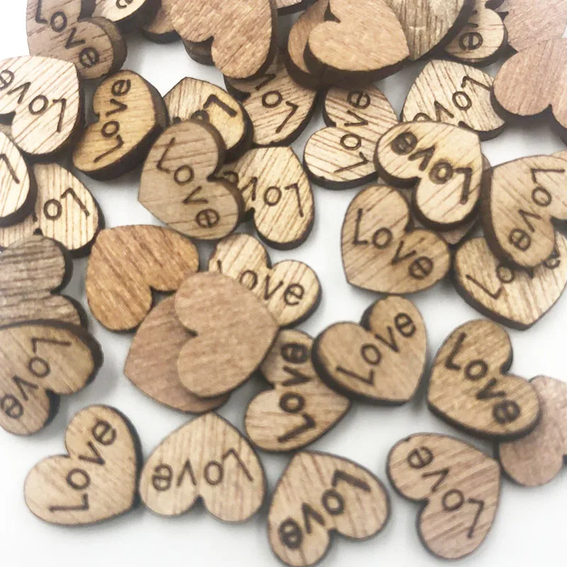 

100pcs 10x12mm Light Brown Heart Wood Buttons Sewing Crafts Tools Mix Lots WB769