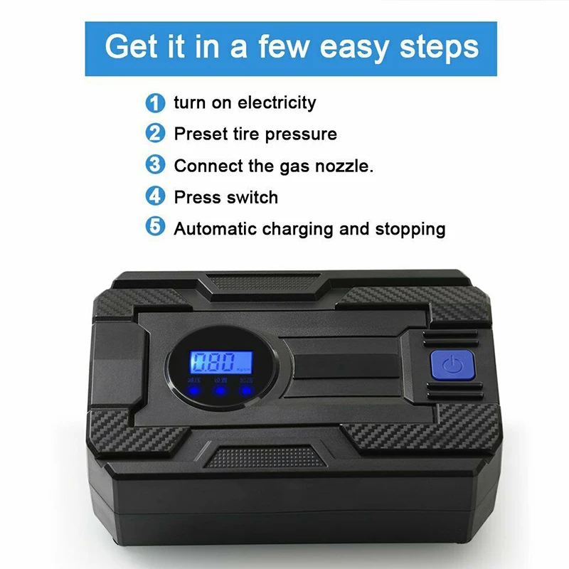 

Portable 12V 120W Air Compressor Tyre Electric LCD Digital Inflator Tyre Pump Automobile Car Motorcycle Automotive Electric Tire