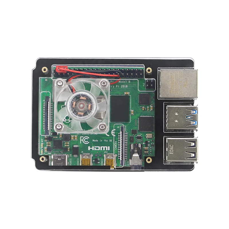 Акриловый чехол Raspberry Pi 4 6 слоев прозрачный корпус синий светодиодный вентилятор