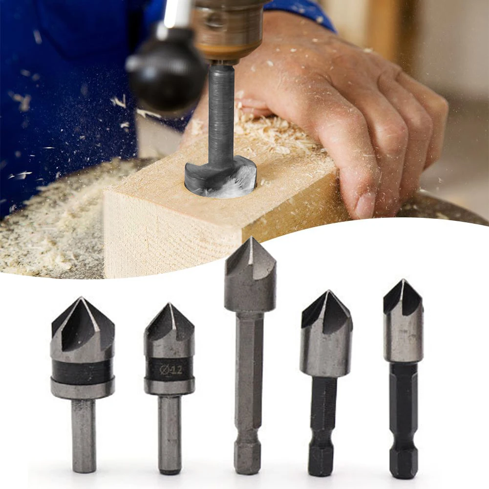 

5pcs Countersink Drill Chamfer Drill Bits Set 82 Degree Carpentry Woodworking Angle Point Bevel Cutting Wood Chamfering Cutter