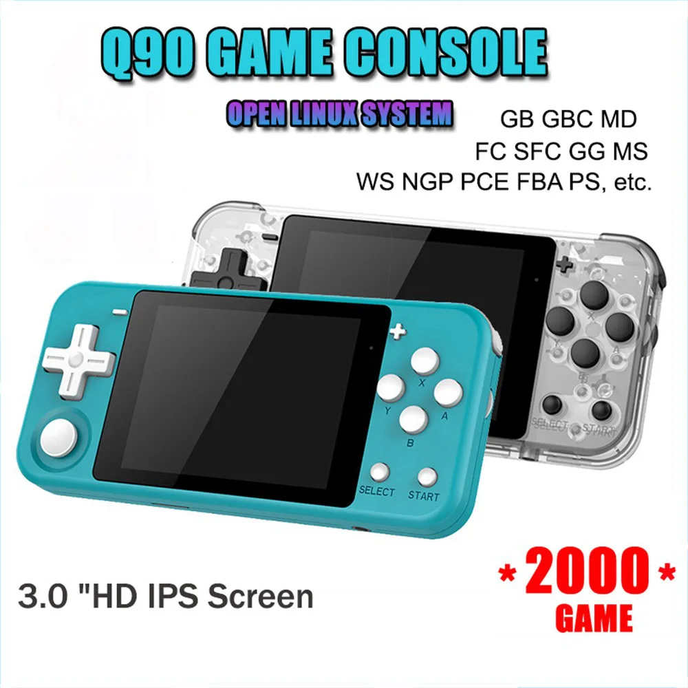 Консоль игровая в стиле ретро Q90 HD IPS экран Gameboy ручная консоль 12 симуляторов 2000