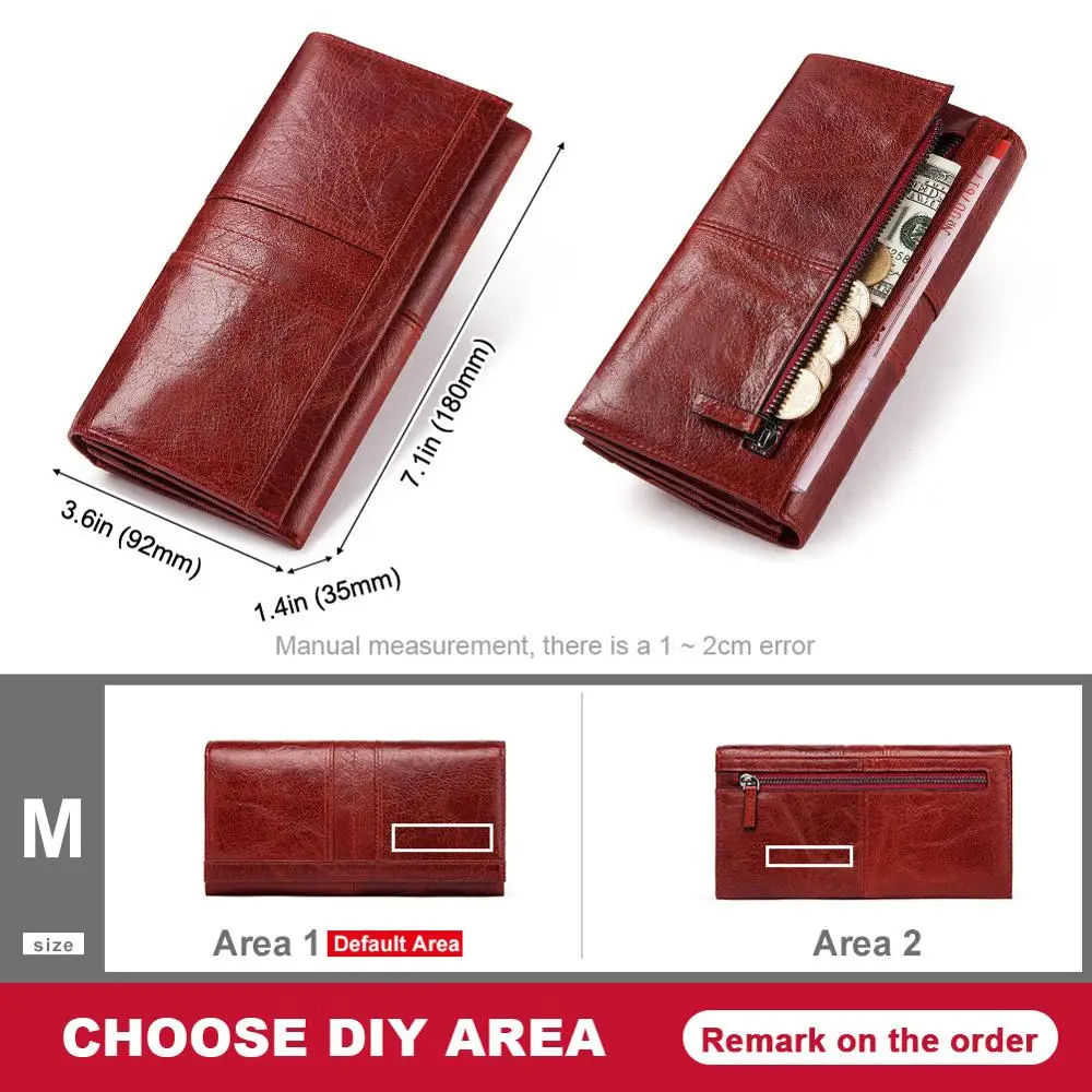 Кошелек женский из натуральной кожи с бесплатной гравировкой удлиненный