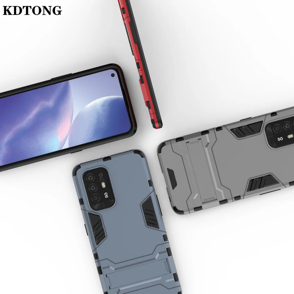 

Armor Thin Phone Case for Oppo Reno5 Pro Plus A93 A94 5G F17 A53 4G Funda Magnetic Hidden Bracket Heavy Duty Protect Back Cover