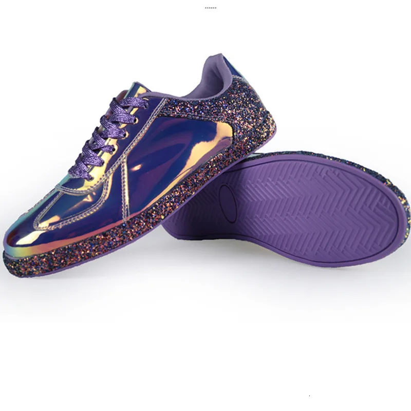 Плоское дно Цвет Фул Дамская обувь металлический с блестками повседневная