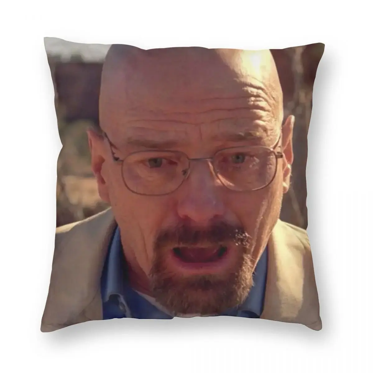 Квадратная наволочка Уолтер Уайт мем из полиэстера и льна бархатная с принтом на