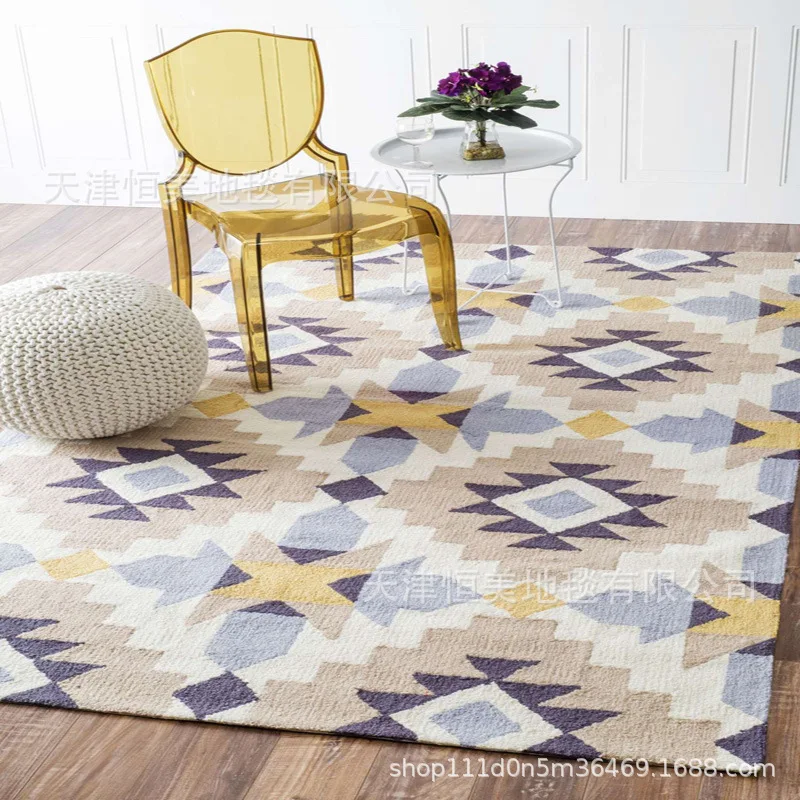

Carpet Modern Living Room Coffee Table Sofa Carpet Bedroom Bedside Handmade Acrylic Carpet Geometric Abstract Customization