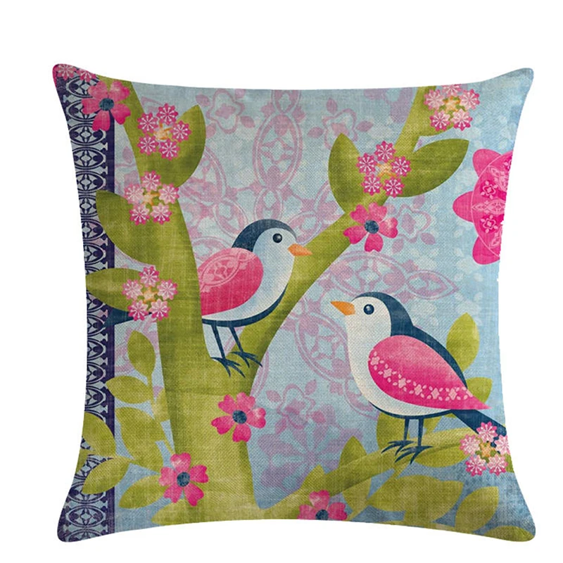 Butterfly Flower Bird Spring Pattern Pillow Cover Cushions For Sofa Oil Painting Pillowcase Case On The Art Throw Pillows | Дом и сад