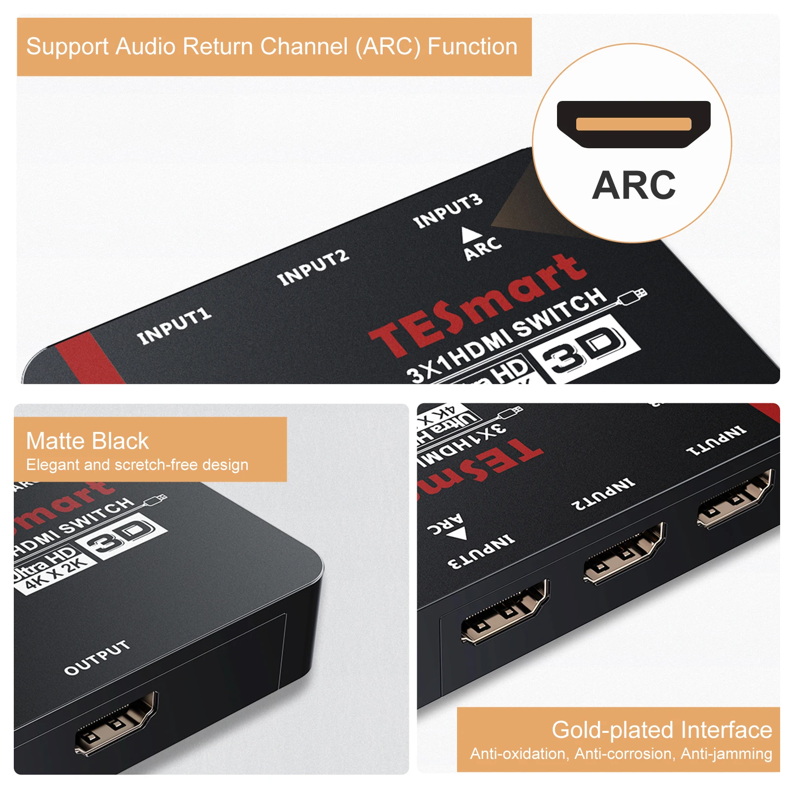 Автоматический переключатель 3 порта Ultra HD 4K видео HDMI в 1 ИК пульт дистанционного