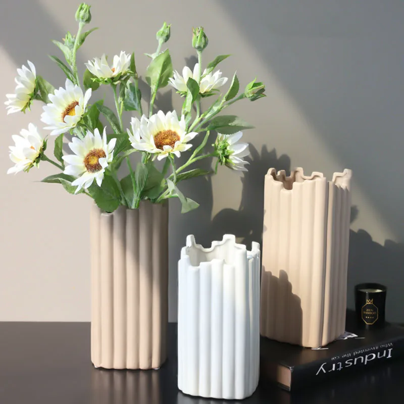 

Nordic Irregular Ceramic Vase Dried Flower Vase Decoration Living Room Flower Arrangement Ornaments Home Decor Вазадекор
