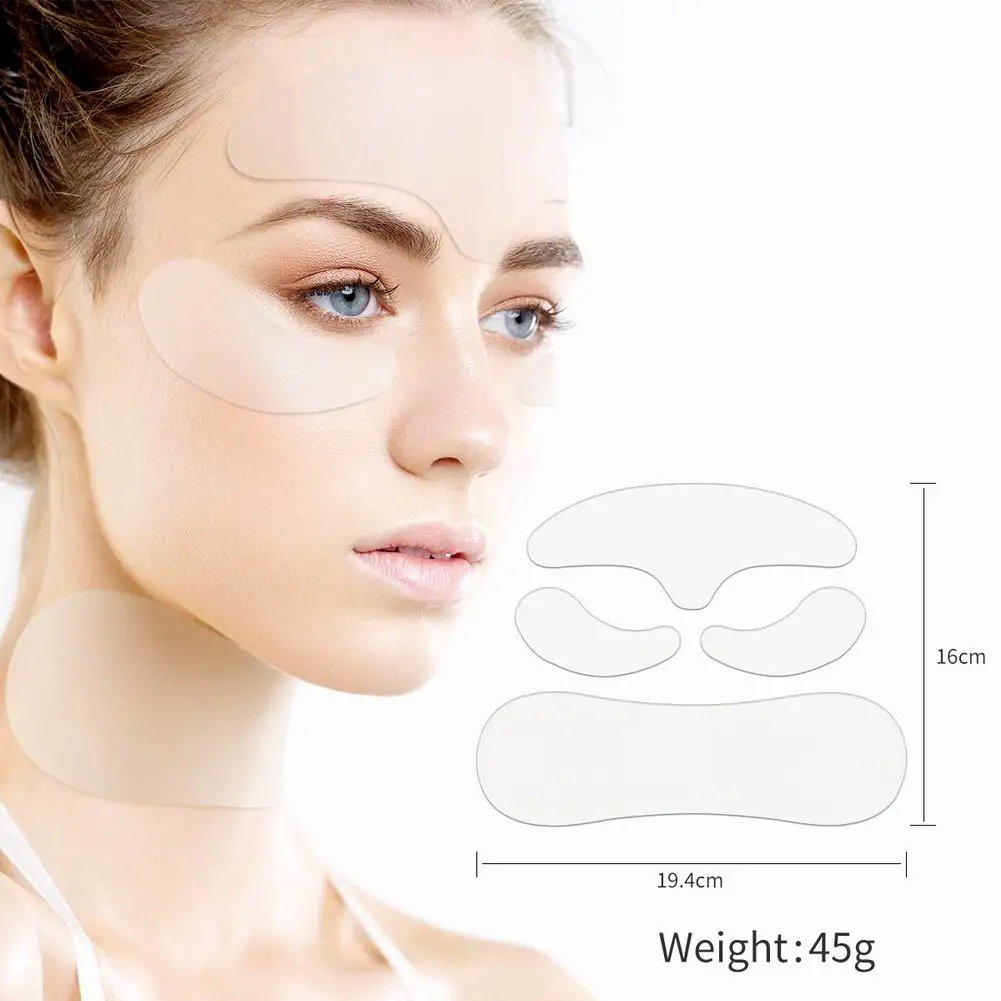 

4 PCS/Set Reusable Silicone Anti-wrinkle Face Forehead Sticker Cheek Chin Sticker Facial Patches Wrinkle Remover Strips