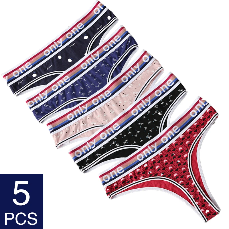 

5PCS/Set G-string Panties Cotton Women's Underwear Sexy Panties Female Underpants Thong Solid Color Comfortable Pantys Lingerie