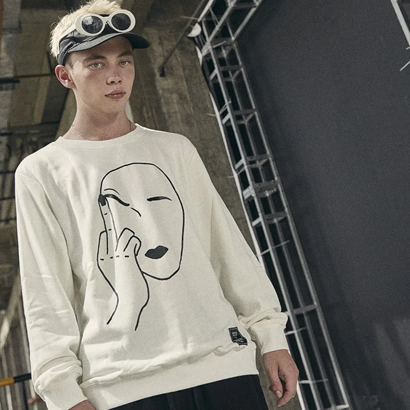 Забавный свитшот уличная одежда мужской пуловер с принтом средних пальцев в