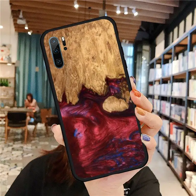 

Traveler Protective Wood Resin art Phone Case For Huawei honor Mate P 9 10 20 30 40 Pro 10i 7 8 a x Lite nova 5t Soft Shell