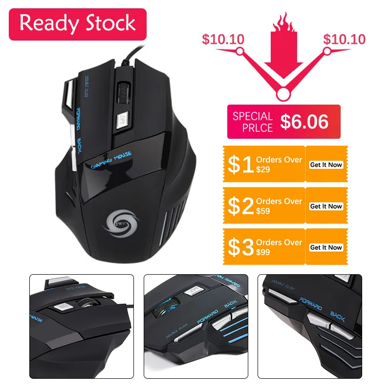 Яркая блестящая игровая мышь подходящая для профессиональных игроков импортные