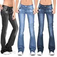 summer 2021 black flared jeans women casual vintage skinny low waist bell bottom jeans y2k denim pants woman plus size trousers
