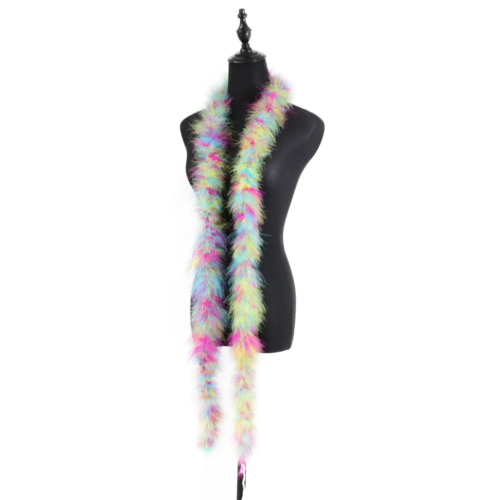 

2M 18G Colorful Marabou Feather Boa Fringe Ribbon Wedding Holiday Christmas Stage Performance Decoration Shawl Dress Decoration