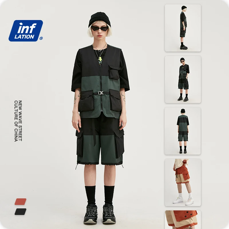 INFLATION мужской костюм уличный трикотаж универсальный жилет в блочном цвете