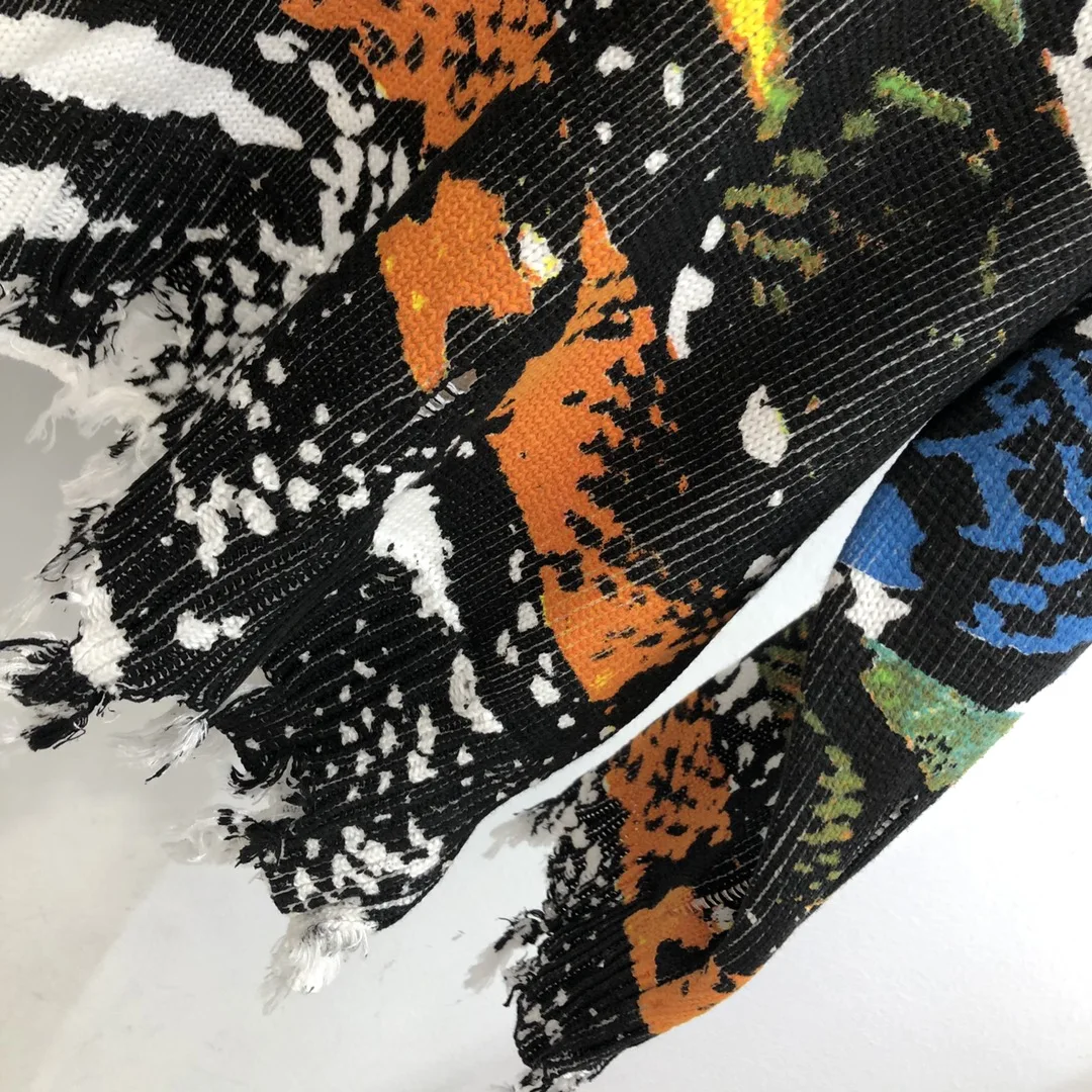 2020 new ladies fashion long-sleeved sexy casual handmade hook broken rock print sweater 1215