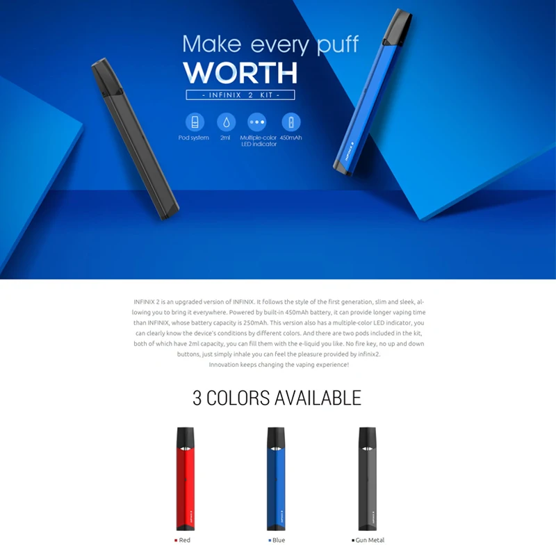 Новейший SMOK INFINIX 2 vape pod Комплект 450 мАч батарея и мл MTL Vape электронная сигарета