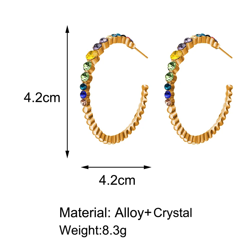 

MS MEOW Big Circle Cubic Crystal Hoop Earrings For Women Fashion Type C Bijoux Geometric Earring 2020 Female Party Jewelry