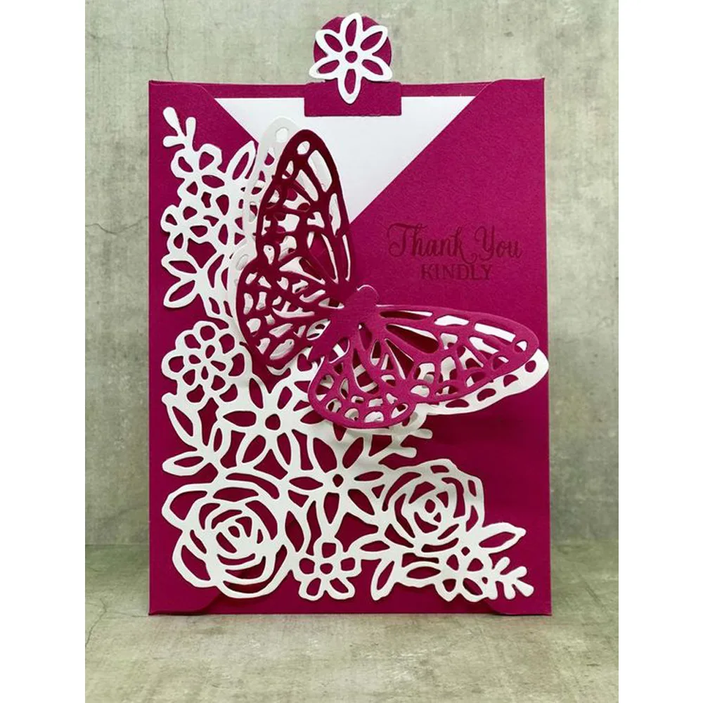 Металлическая вырубка в цветочной оправе Бабочка для поделок трафаретные