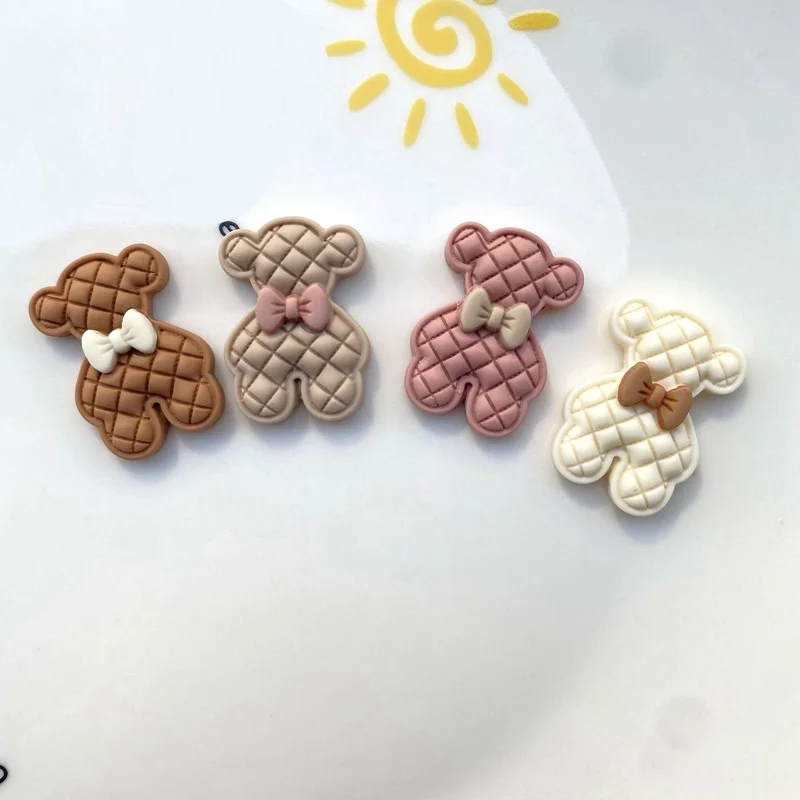 

20 шт. Мультяшные бриллиантовые сетчатые медвежонки с плоской задней стороной, искусственные луки для волос, центр «сделай сам», чехол для те...