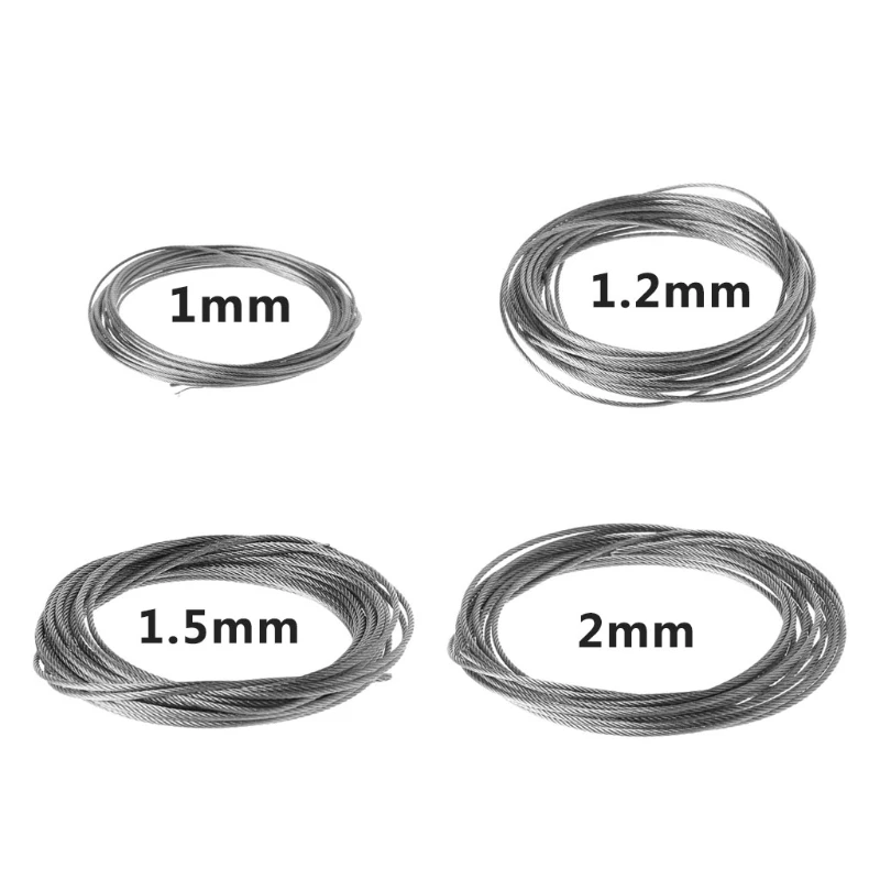 

New 5m 304 Stainless Steel Wire Rope Soft Fishing Lifting Cable 7×7 Clothesline