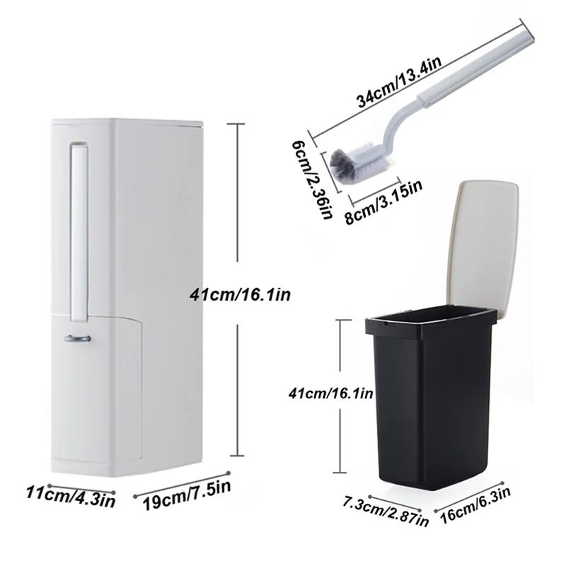 Креативный многофункциональный мусорный бак для унитаза 6л пластик с щёткой
