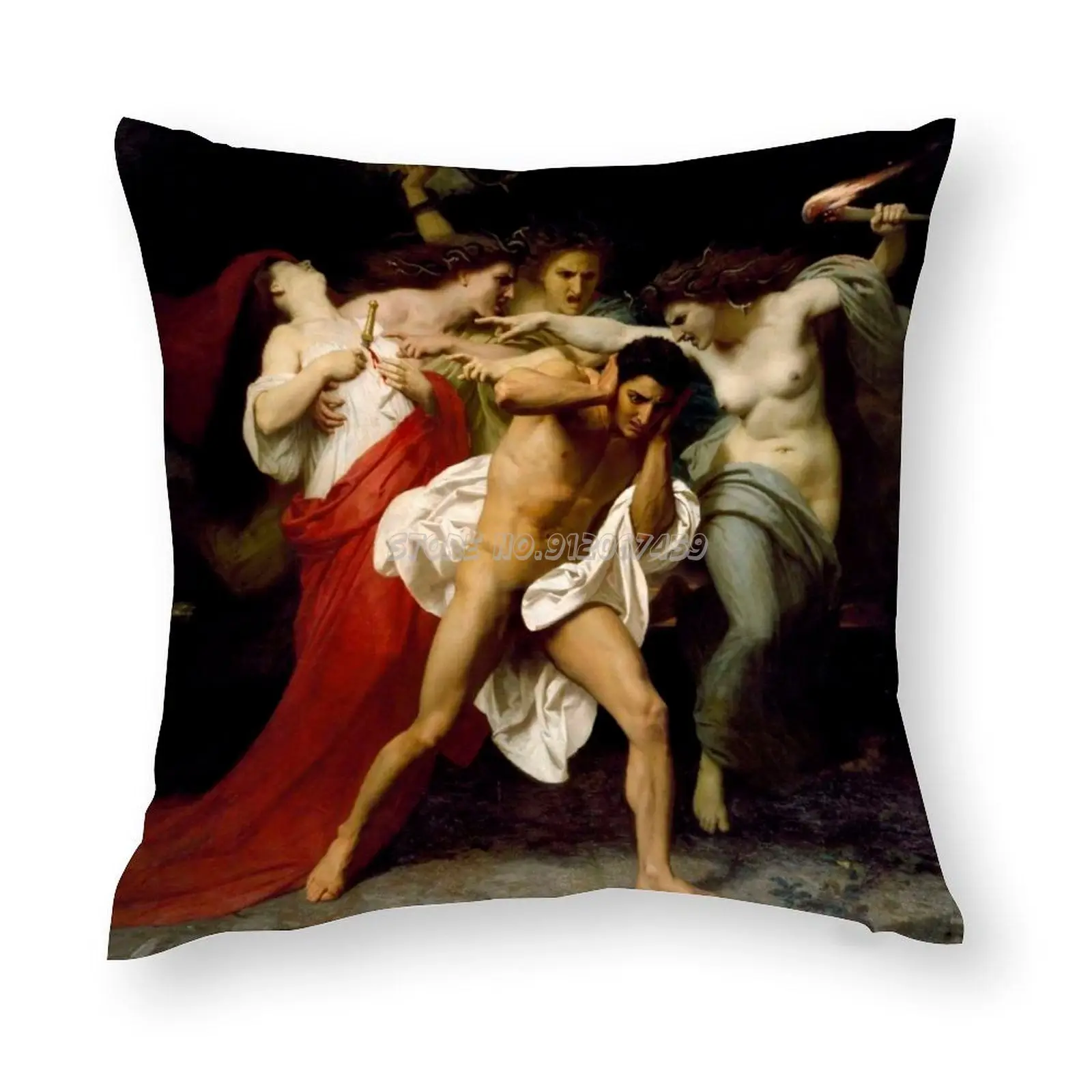 

Наволочка William Bouguereau Orestes преследуемая фурией (1862), Чехол на подушку с новым рисунком, квадратная Наволочка на подушку, чехол s Home D