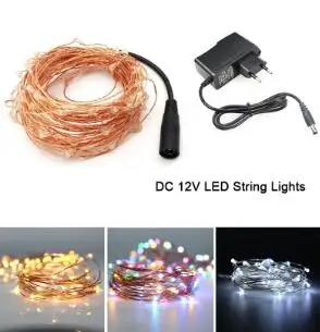 string light power 12 В 12 в 10 м/20 м/30 м/50 м светодиодный медный провод струнный светильник светодиодный Сказочный светильник гирлянда RF пульт дистанционного управления адаптер питания для рождества и свадьбы - Испускаемый цвет: string light power