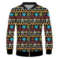 ifpd eu size mens jacket casual 3d print abstract totem pattern long sleeves coats man plus size tracksuits jacket with zipper